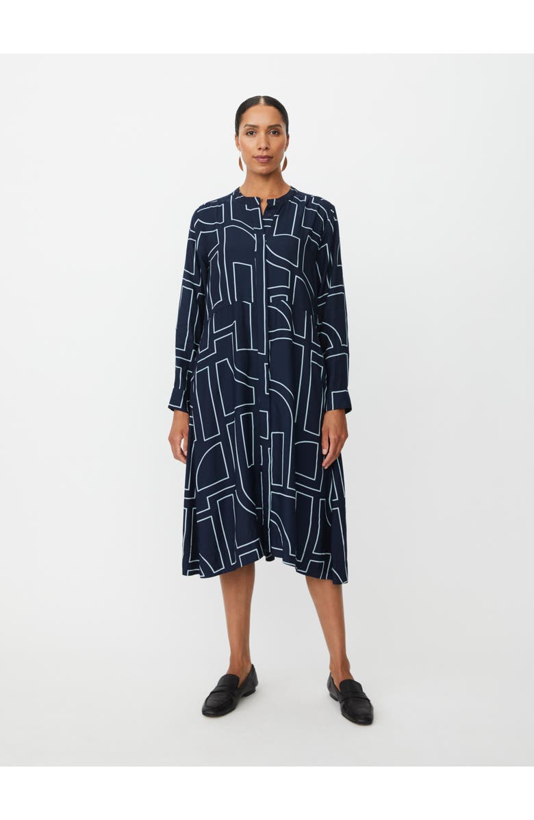 Masai Copenhagen Nataly Long Sleeve A-Line Midi Dress, Main, color, Navy Blazer