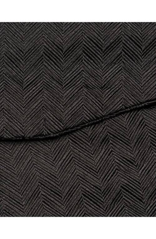 Eton Solid Black Silk Herringbone Bow Tie In Black