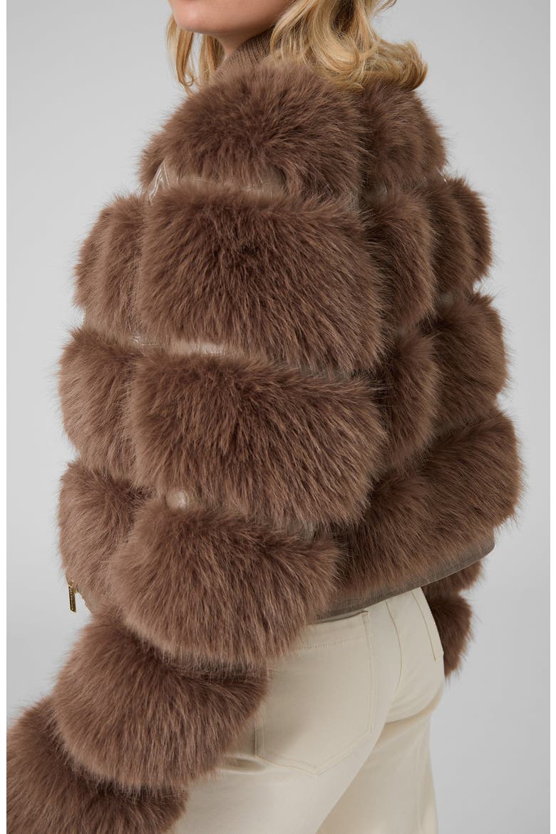 Arielle Croc Embossed Faux Fur Jacket, Alternate, color, SILK TAUPE