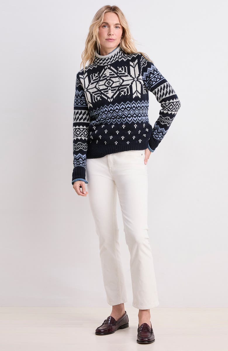 vineyard vines Fair Isle Wool Blend Mock Neck Sweater, Alternate, color, Nautical Navy