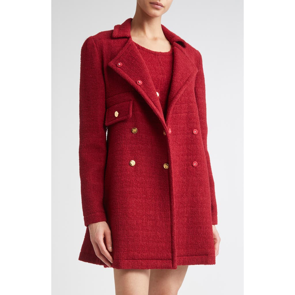 Giambattista Valli Double Breasted Wool Blend Bouclé Jacket in Titan Red  product