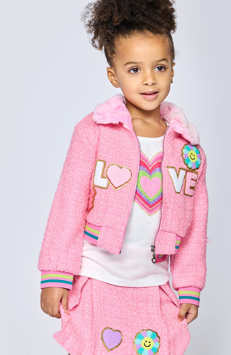 Baby Sara Kids' Ruched Sleeve Heart Graphic T-Shirt, Alternate, color, White Multi