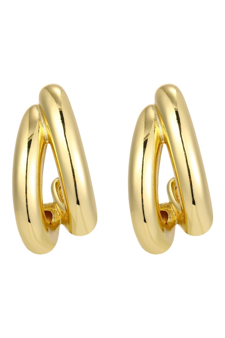 14K Gold Plated Double Hoop Earrings, Alternate, color, GOLD