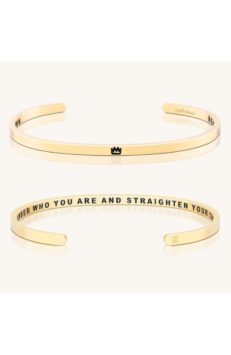 Mantra Remember Who You Are And Straighten Your Crown bracelet, Main, color, Yellow Gold