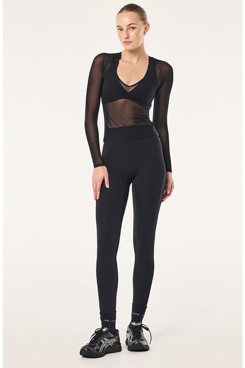 All Out Mesh Long Sleeve Top, Alternate, color, BLACK