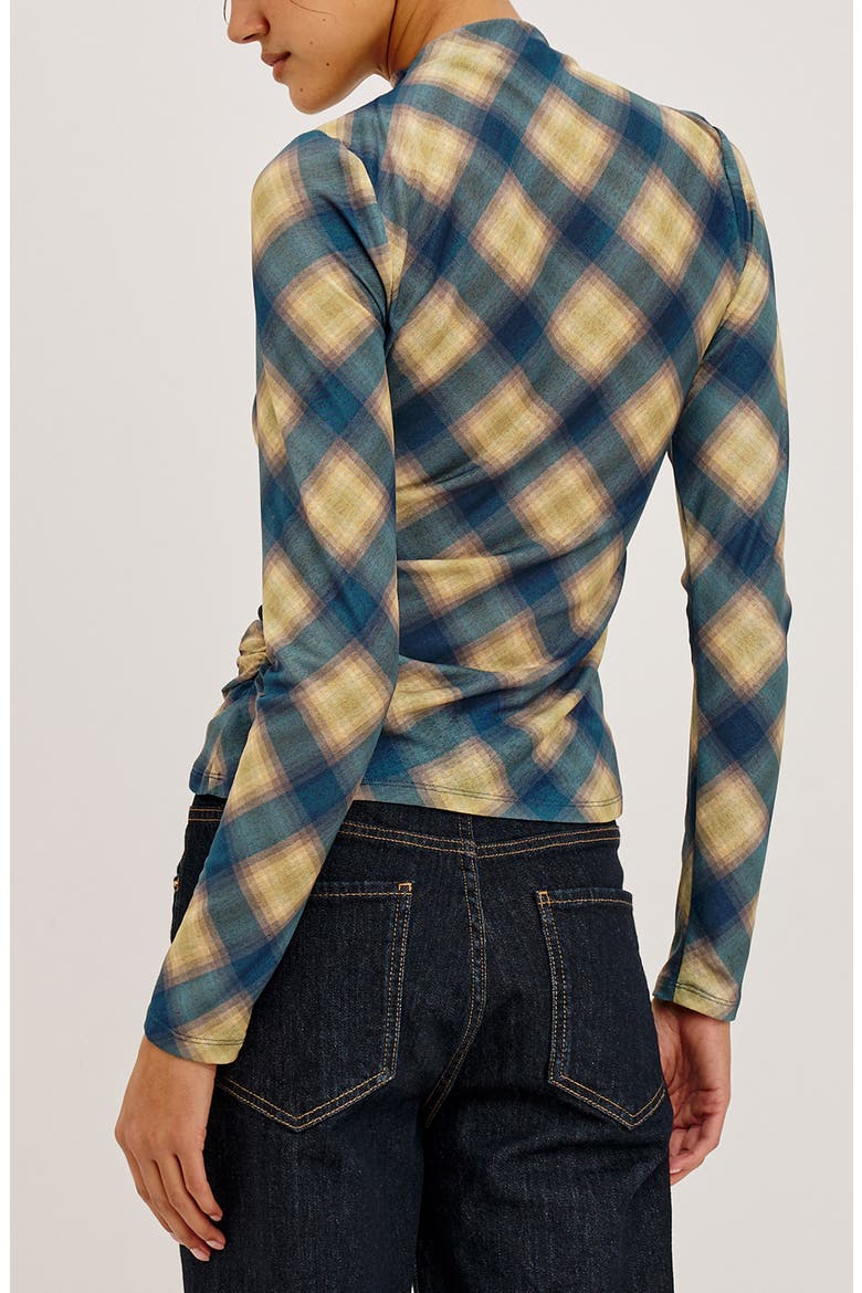 Joelle Plaid Mesh Top, Alternate, color, NAVY SAGE PLAID