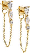 BY ADINA EDEN Triple Pear CZ Chain Front Back Stud Earring