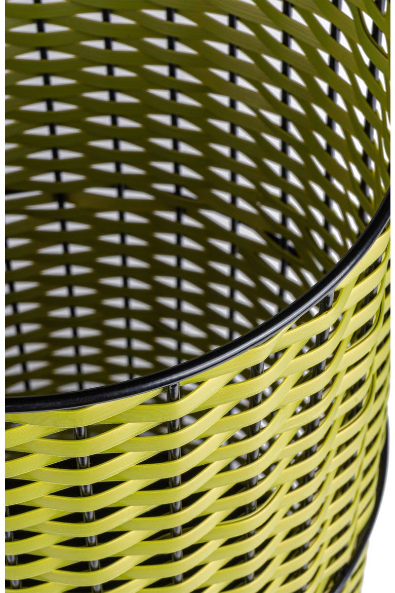 Cecil Modern Natural Wicker Cylinder Waste Basket, Alternate, color, Pear Green/Black