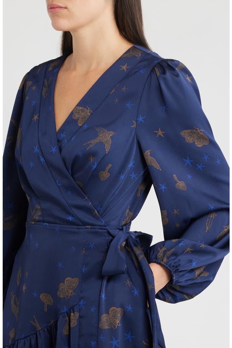 Lilian Long Sleeve Wrap Dress, Alternate, color, NAVY MULTI