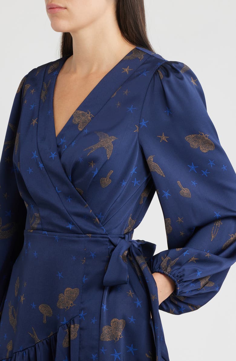 CIEBON Lilian Long Sleeve Wrap Dress, Alternate, color, Navy Multi