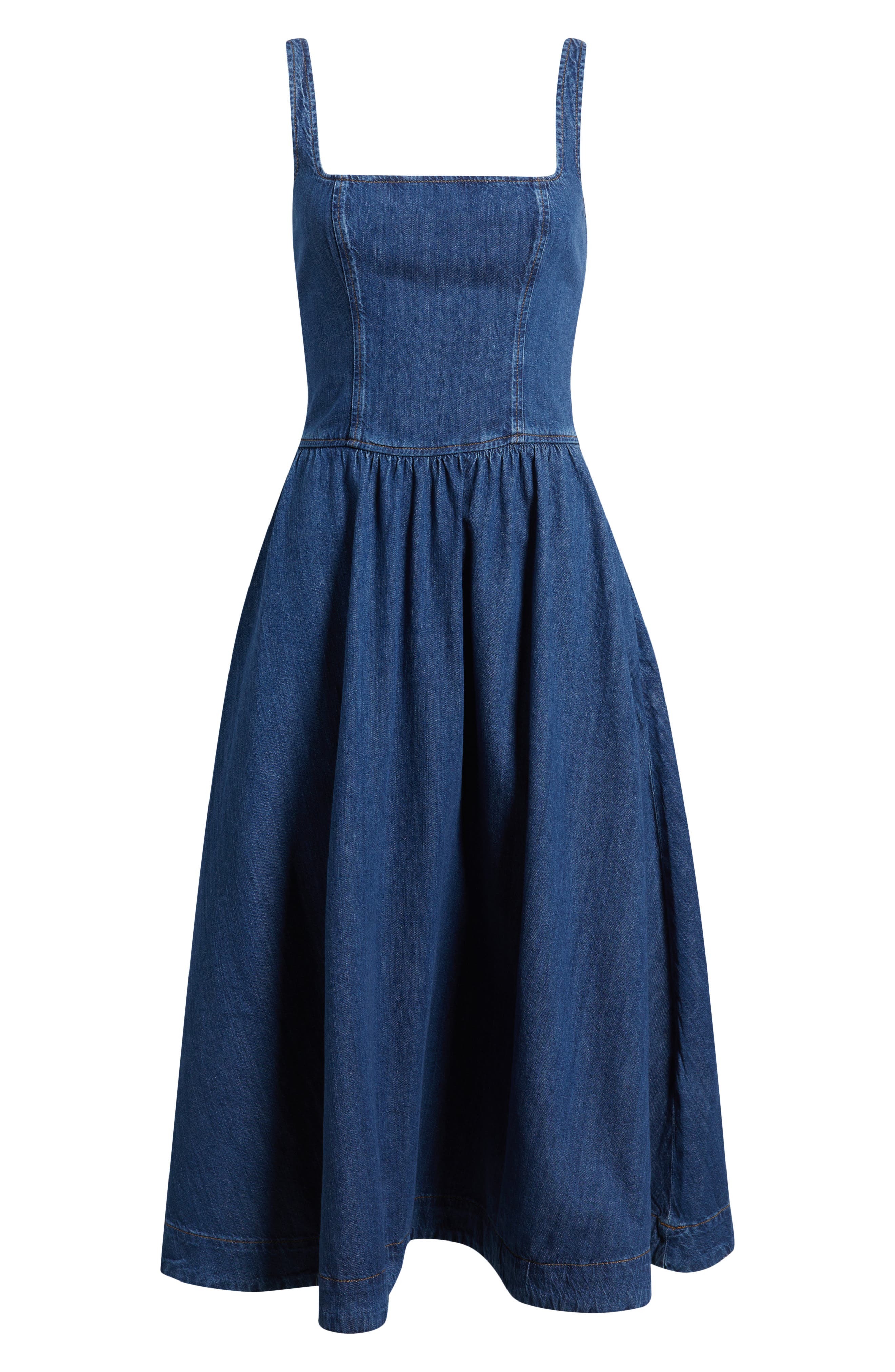 reformation novelle denim midi dress Reformation Women's Janu Denim Midi Dress - Blue