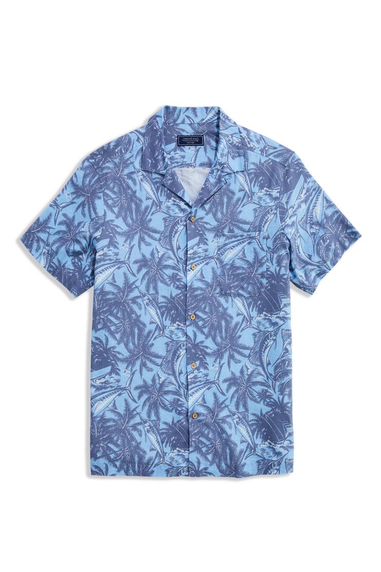 Reel & Ride Seabreeze Linen Blend Camp Shirt, Main, color, JAKE BLUE