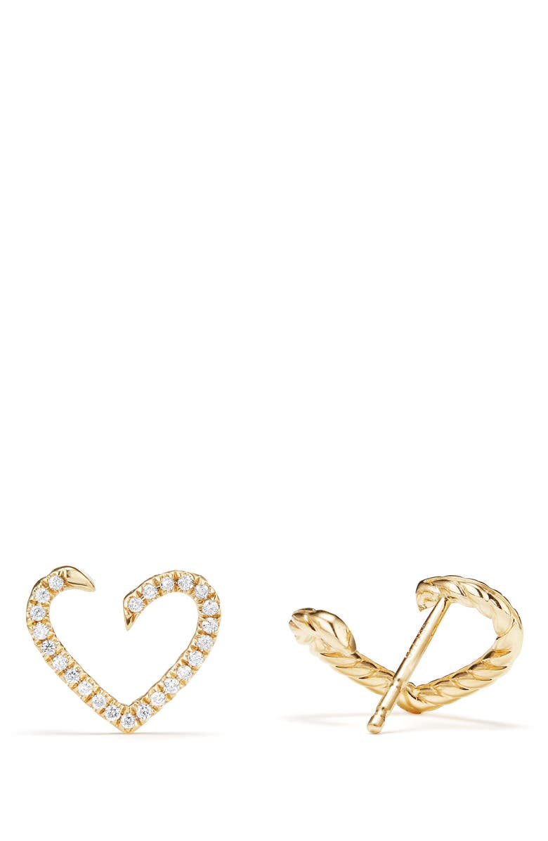 David Yurman Heart Wrap Earrings with Diamonds in 18K Gold, Alternate, color,