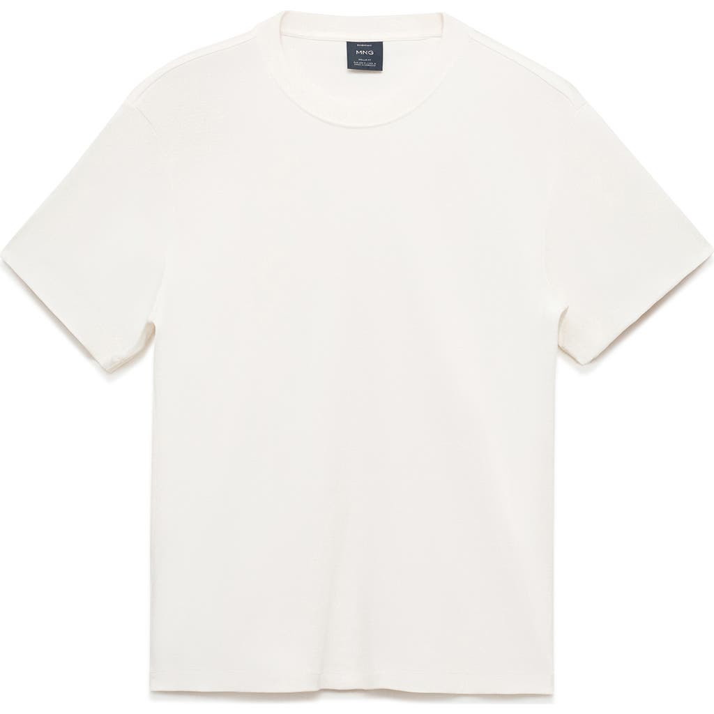 Mango Regular Fit Medium Weight Cotton T-shirt In White