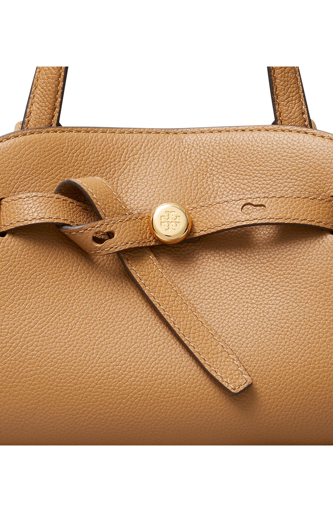 Romy Small Bauletto Leather Handbag, Alternate, color, TIRAMISU