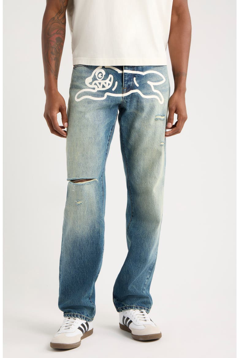 Milk Cotton Distressed Jeans, Main, color, LEMON TART