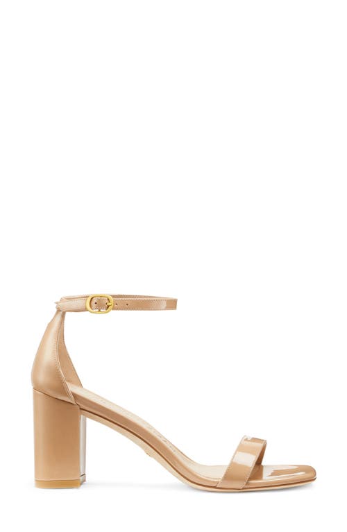 Stuart Weitzman Nearlynude Patent-leather Sandals In Adobe