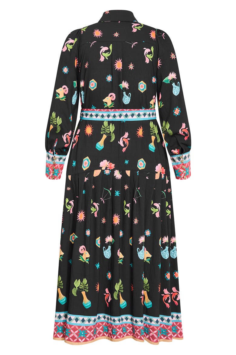 Lina Long Sleeve Belted Maxi Shirtdress, Alternate, color, LA MONT BLACK