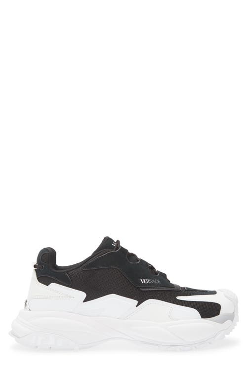 Versace Low Top Sneaker In White Black/palladium