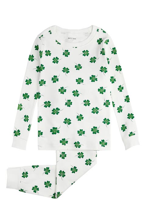 Kids' Clover Print Organic Cotton Fitted Two-Piece Pajamas