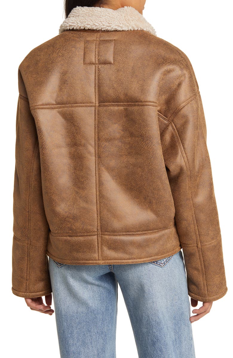 Lucky Brand Faux Shearling Moto Jacket, Alternate, color,