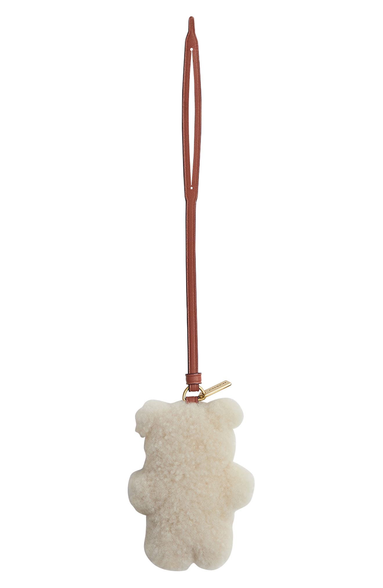 COACH Genuine Shearling Puffy Bear Bag Charm, Main, color, Beige