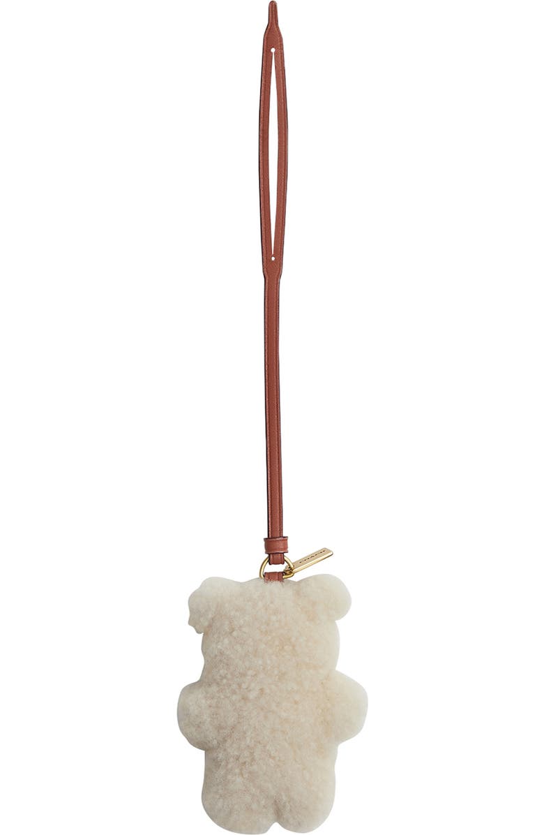 COACH Genuine Shearling Puffy Bear Bag Charm, Main, color, Beige