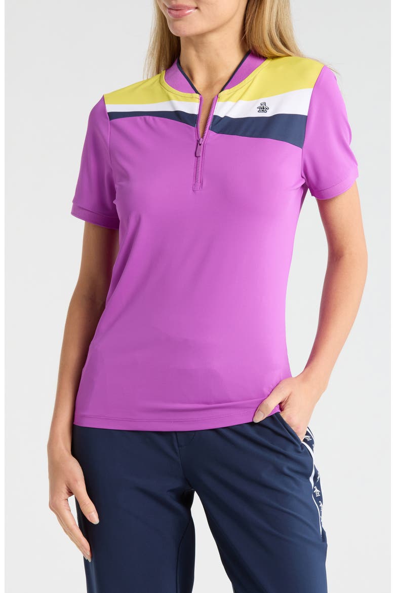 Colorblock Polo, Main, color, PURPLE CACTUS FLOWER