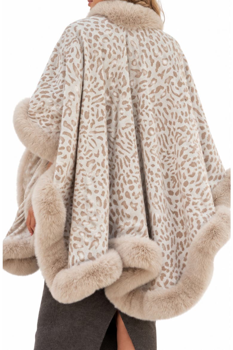 Cheetah Pattern Faux Fur Cape, Alternate, color, IVORY