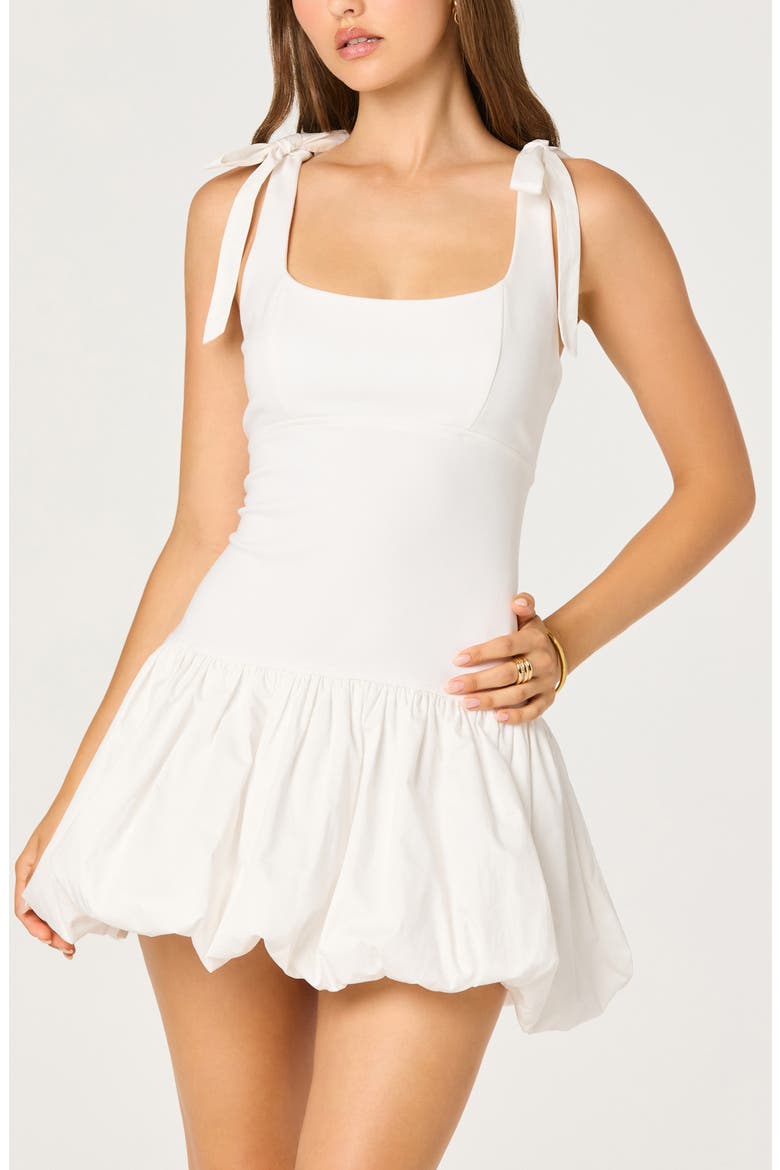 Kaci Tie Shoulder Bubble Hem Minidress, Alternate, color, WHITE