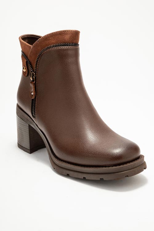 Prologue Shoes Parly Zip-block Heel Boot In Brown