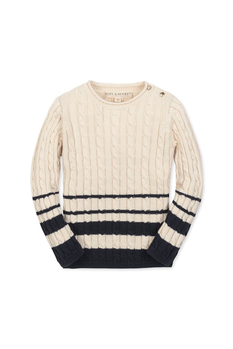 Kids' Organic Roll Neck Cable Sweater, Main, color, Ivory Cable