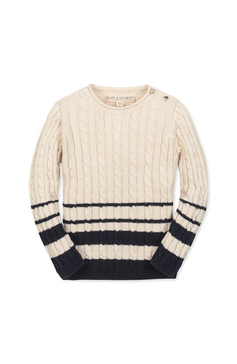 Kids' Organic Roll Neck Cable Sweater