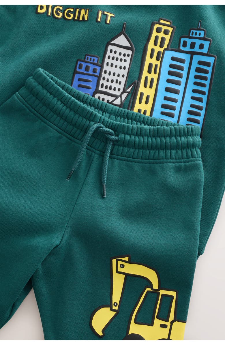 NEXT Kids' Construction Graphic Sweatshirt & Joggers Set, Alternate, color, Green Multi