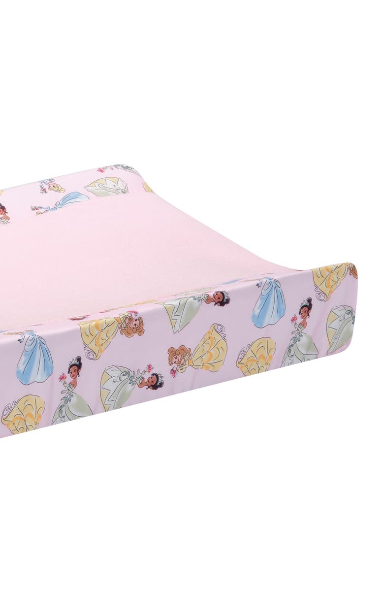 Lambs & Ivy Disney Princesses Changing Pad Cover - Cinderella, Belle & Tiana, Alternate, color, Pink
