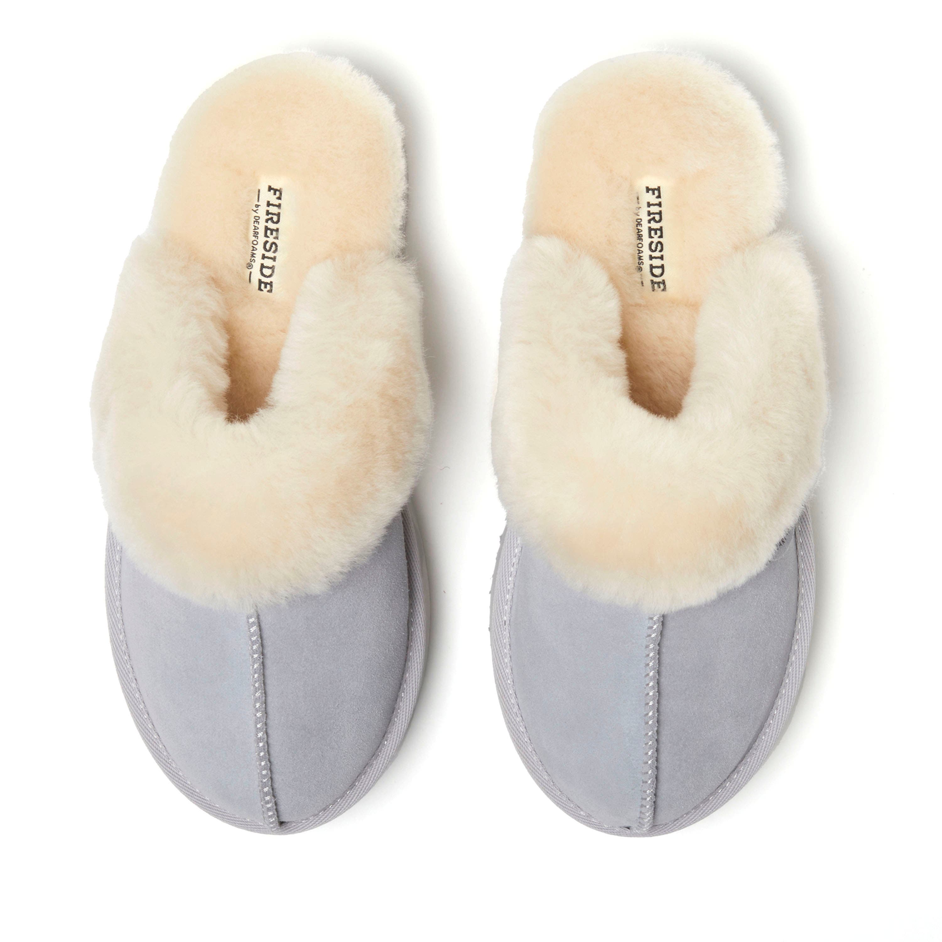Fireside Melton Genuine Shearling Platform Scuff Slipper, Alternate, color, Sleet