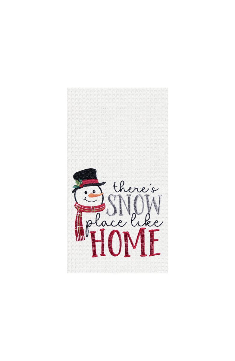 C&F Home 27" x 18" Christmas Winter "There's Snow Place Like Home" Sentiment with Snowman Cotton Waffle Weave Kitchen Dish Towel, Main, color, Red