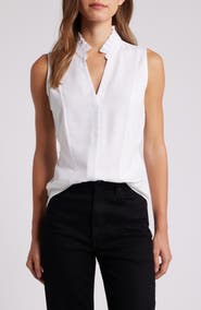 NIC+ZOE Mixed Media Pleat Neck Sleeveless Top