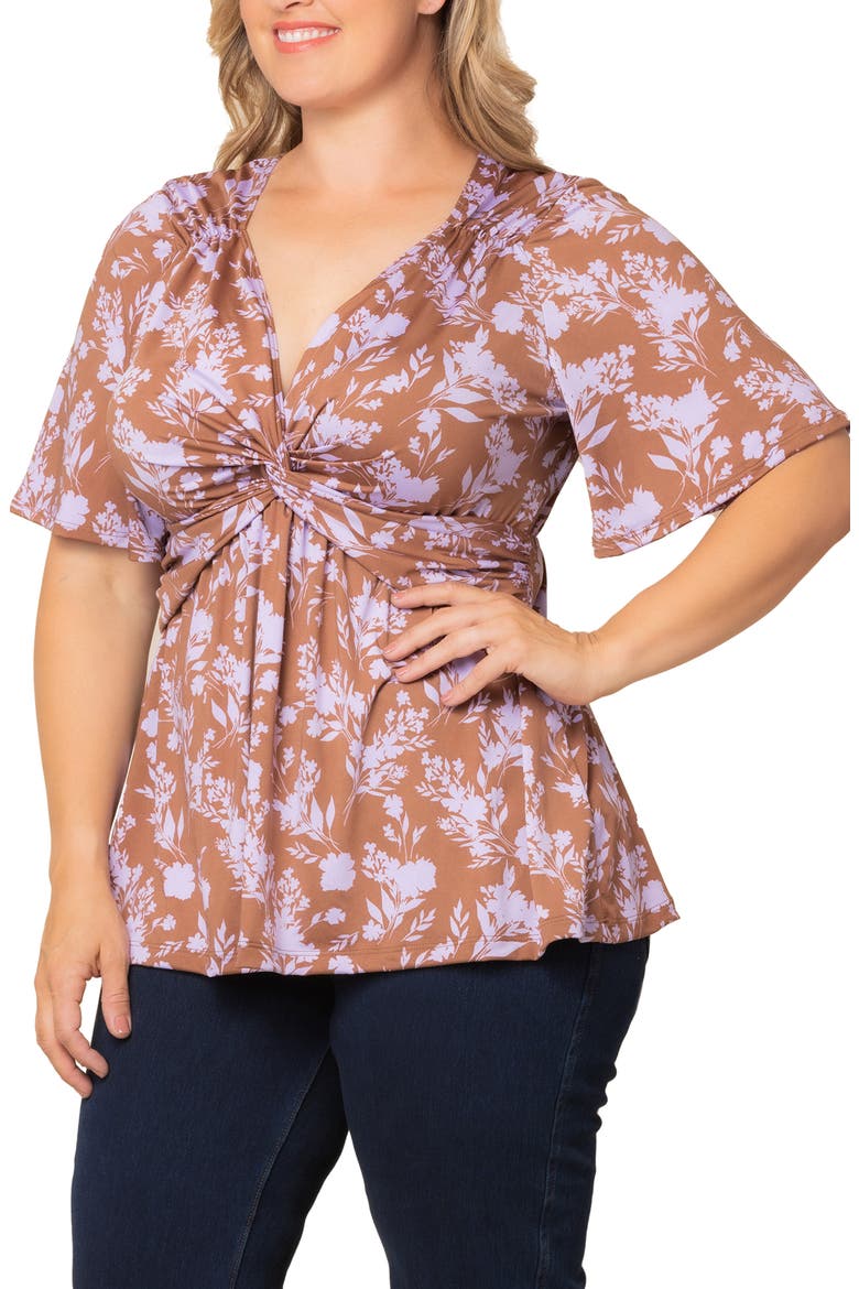 Abby Twist Front Top, Alternate, color, LAVENDER FLORALS