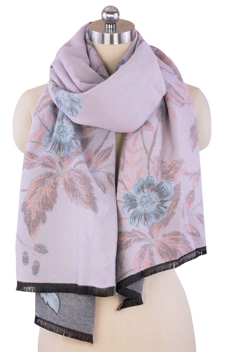 SAACHI Floral Pattern Reversible Scarf, Alternate, color, Grey