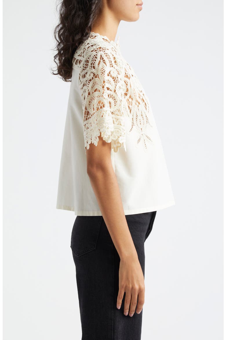 Delia Lace Accent Top, Alternate, color, PEARL