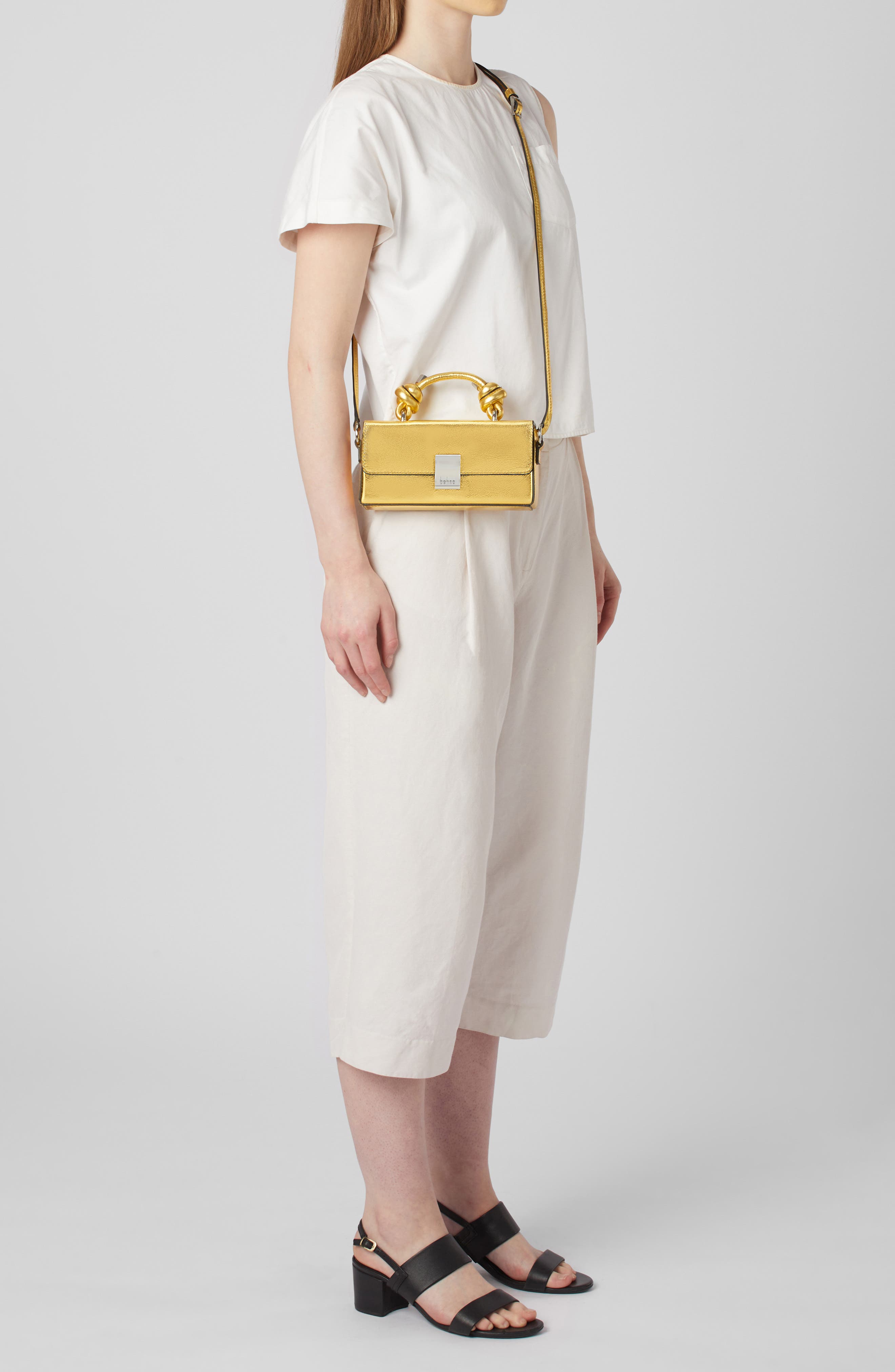 Micro Mary Soft Metallic Leather Crossbody Bag, Alternate, color, GOLD