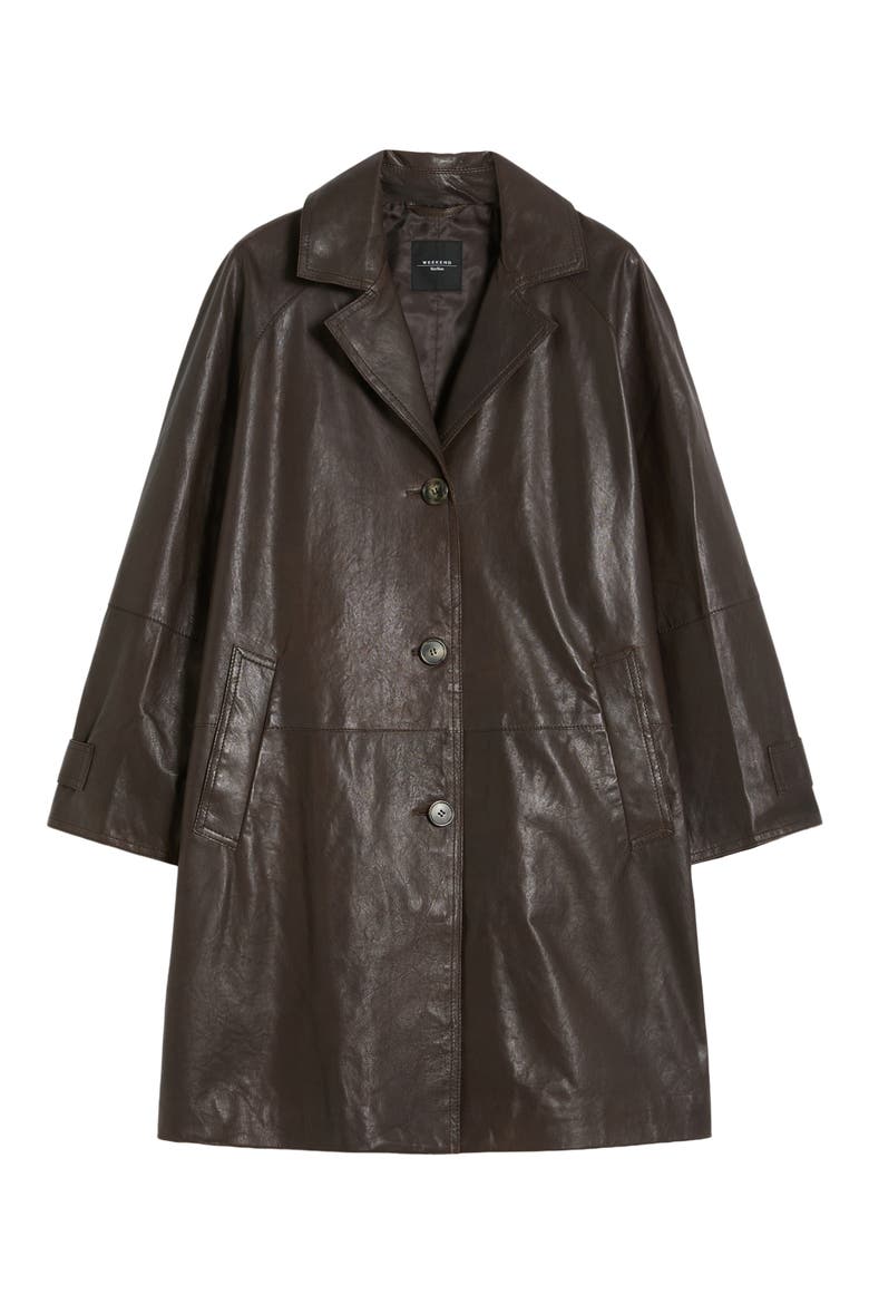 Camino Leather Trench Coat, Alternate, color, BROWN