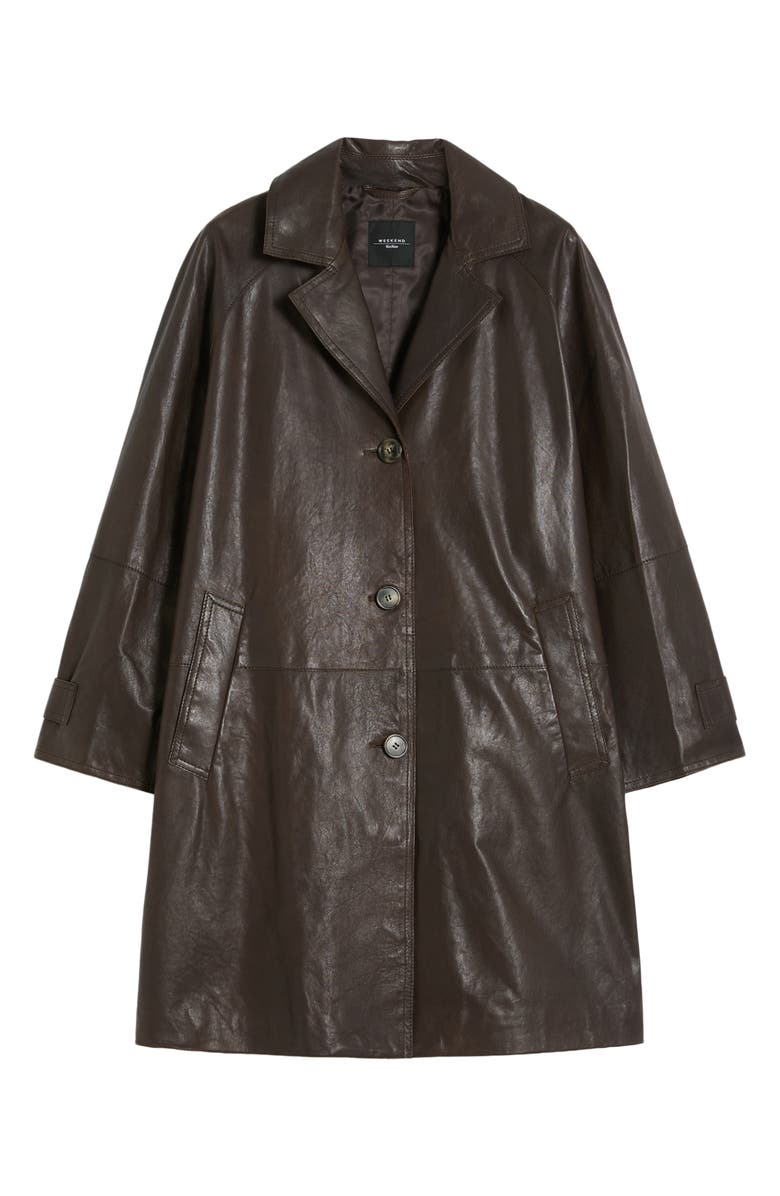 Weekend Max Mara Camino Leather Trench Coat, Alternate, color, Brown