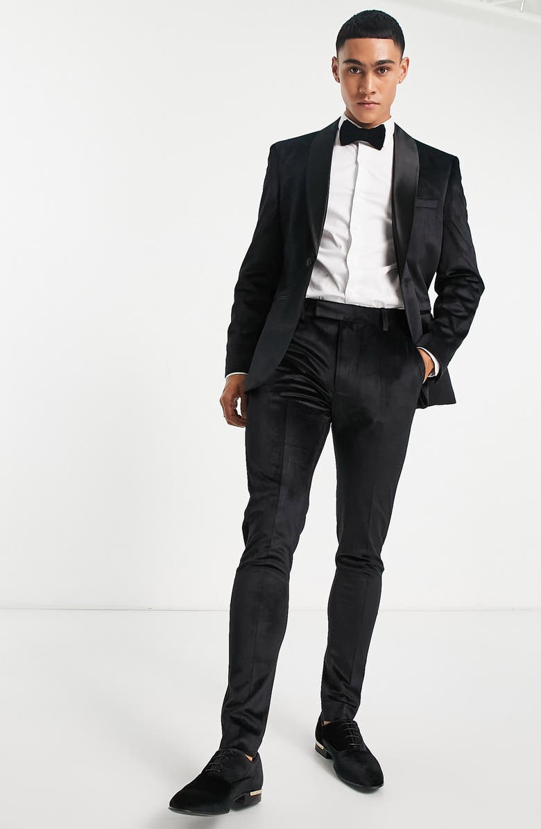 ASOS DESIGN Super Skinny Velvet Tuxedo Jacket, Alternate, color, 