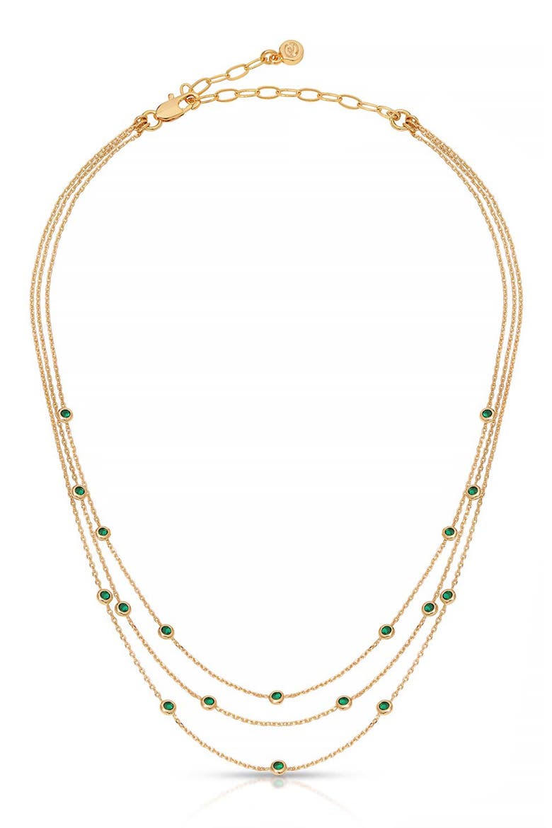 Crystal Station Layered Necklace, Main, color, GREEN
