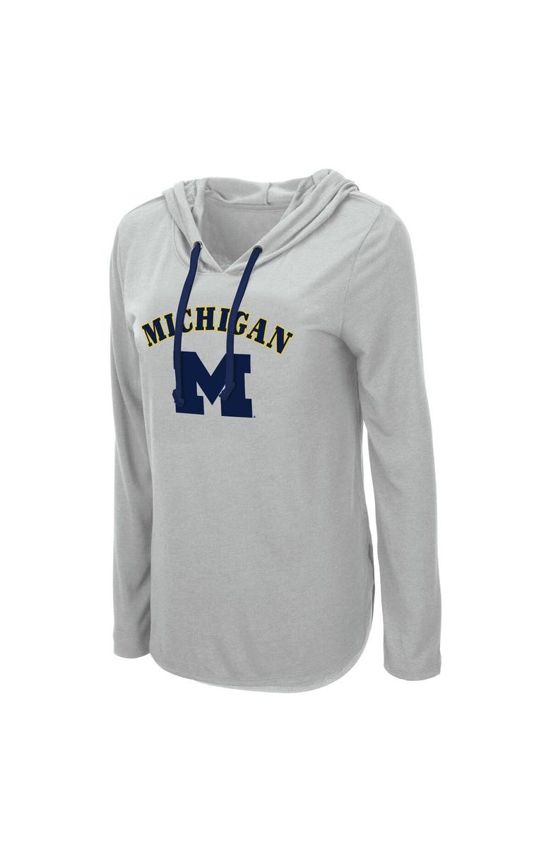 COLOSSEUM Women's Colosseum Heather Gray Michigan Wolverines My Lover Lightweight Hooded Long Sleeve T-Shirt, Alternate, color, 