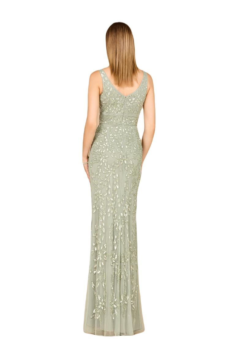 Embellished Gown with Slit, Alternate, color, Mint