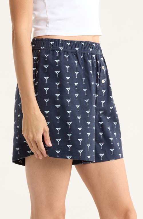 Open Edit Print Cozy Flannel Boxer Pajama Shorts In Blue