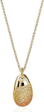 John Hardy Artisan Series 18k Gold Sapphire Pebble Pendant Necklace